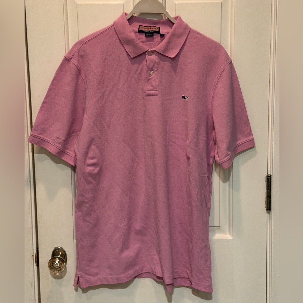 Vineyard Vines Men’s Large Orchid Polo Shirt Whale Logo Preppy 100% Cotton